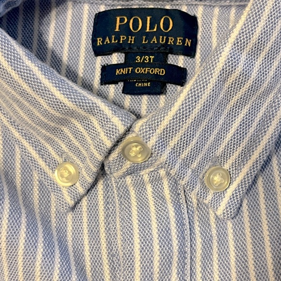 Little boy Ralph Lauren knit Oxford blue and white button down Size 3T - Picture 3 of 5